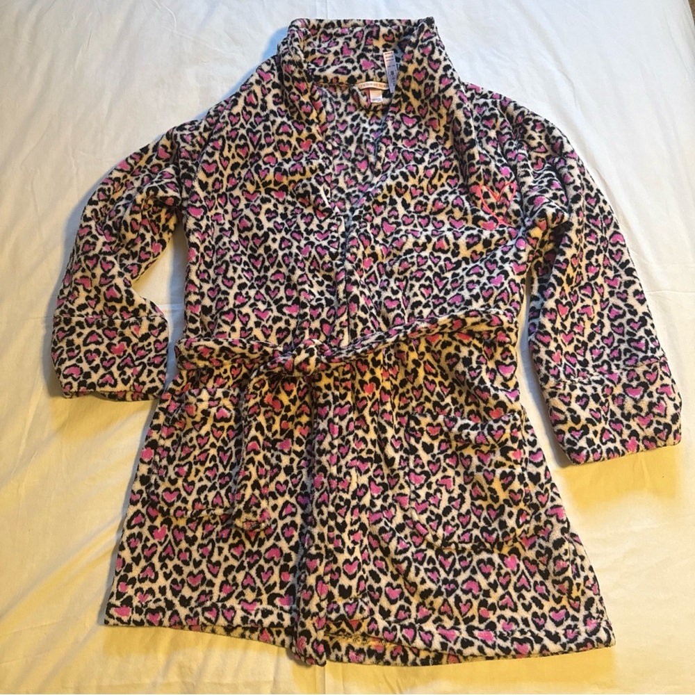 Victoria's Secret Animal Print Robe with Pink Hearts M/L